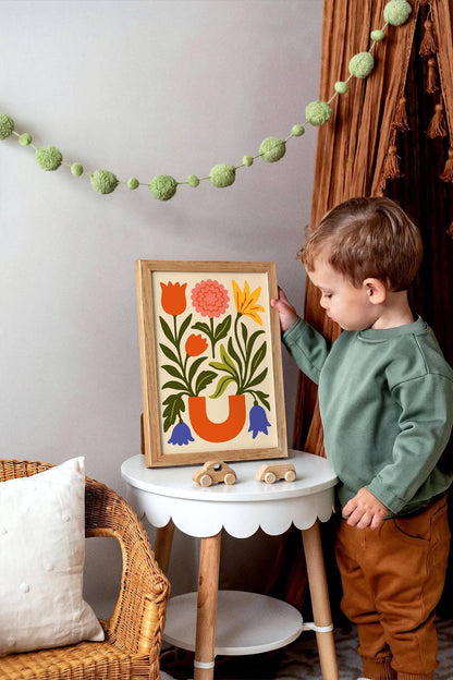 Colorful Abstract Flower Vase Wall Art