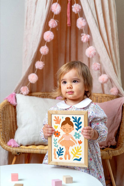 Floral Ballerina Poster – Dance Wall Art for Girls