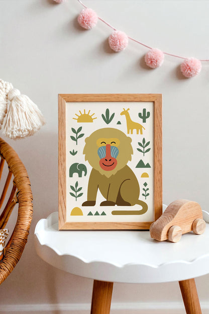 Mandrill Portrait Poster – Jungle Wildlife Wall Art