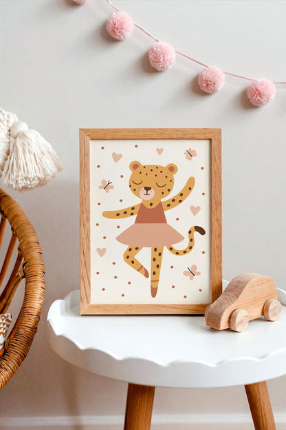 Cheetah Ballerina Print - Cute Kids Wall Art