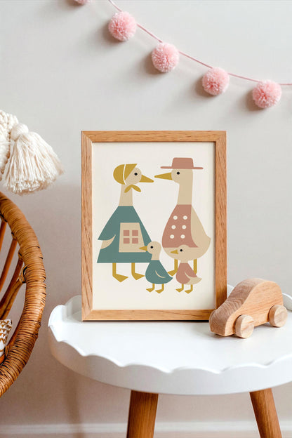 Duck Family Poster - Country Farmhouse Wall Art