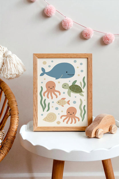 Nautical Animals Poster – Coastal Wall Art