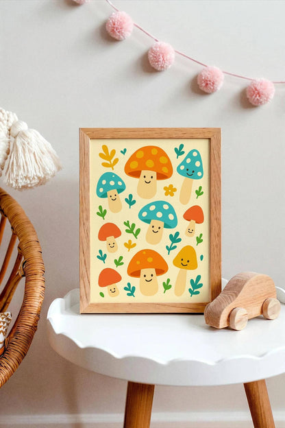 Whimsical Woodland Mushrooms Poster