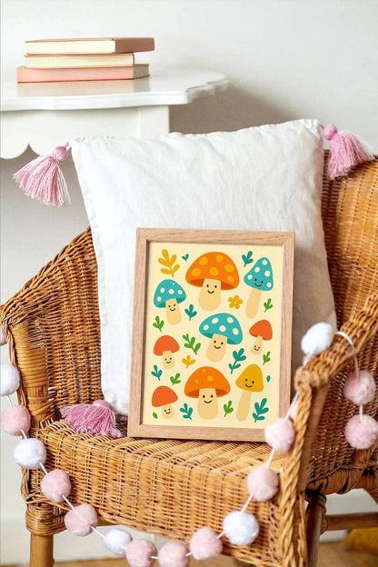 Whimsical Woodland Mushrooms Poster