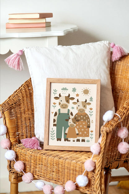 Cow Family Poster - Country Home Wall Decor