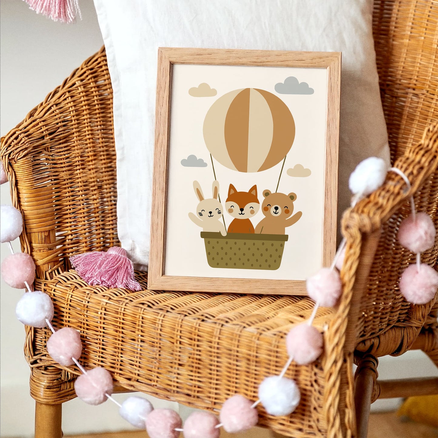 Animals Balloon Poster - Little Adventurer Kids Wall Art