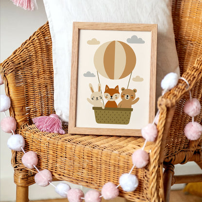 Animals Balloon Poster - Little Adventurer Kids Wall Art