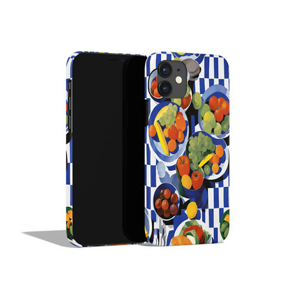 Artistic Fruit Pattern on Checkered iPhone Case