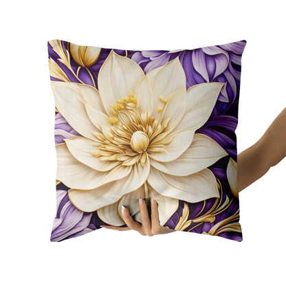 Throw Pillow with Beige Big Flower