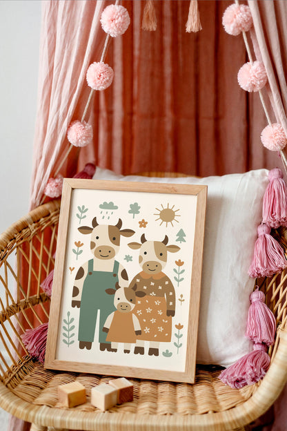 Cow Family Poster - Country Home Wall Decor