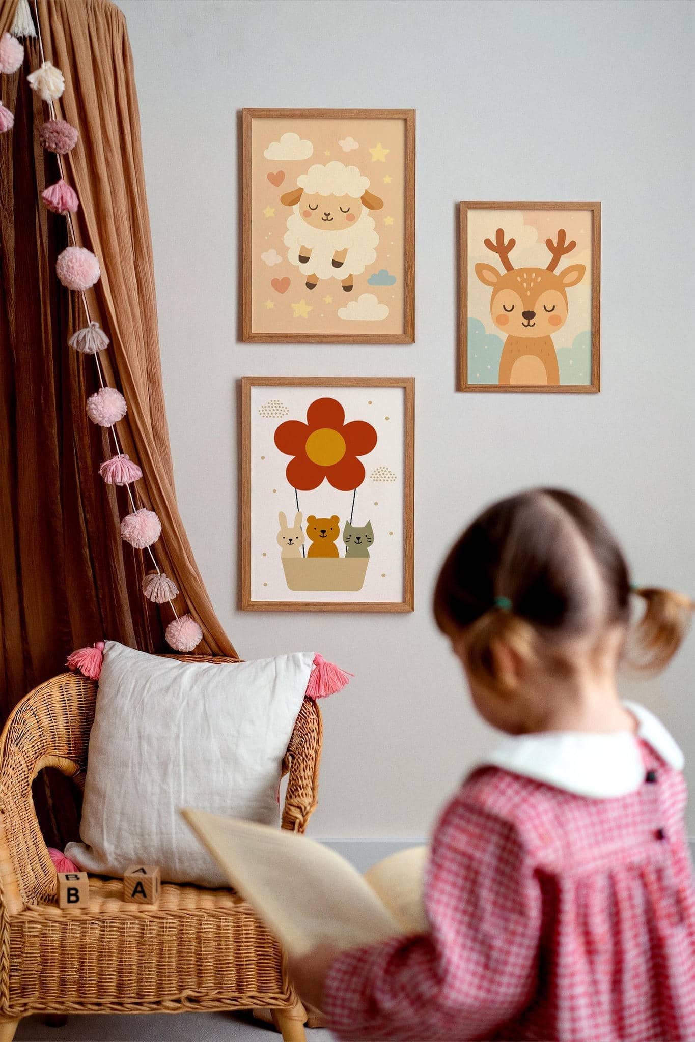 Cute Animals in Balloons – Kids Room Poster