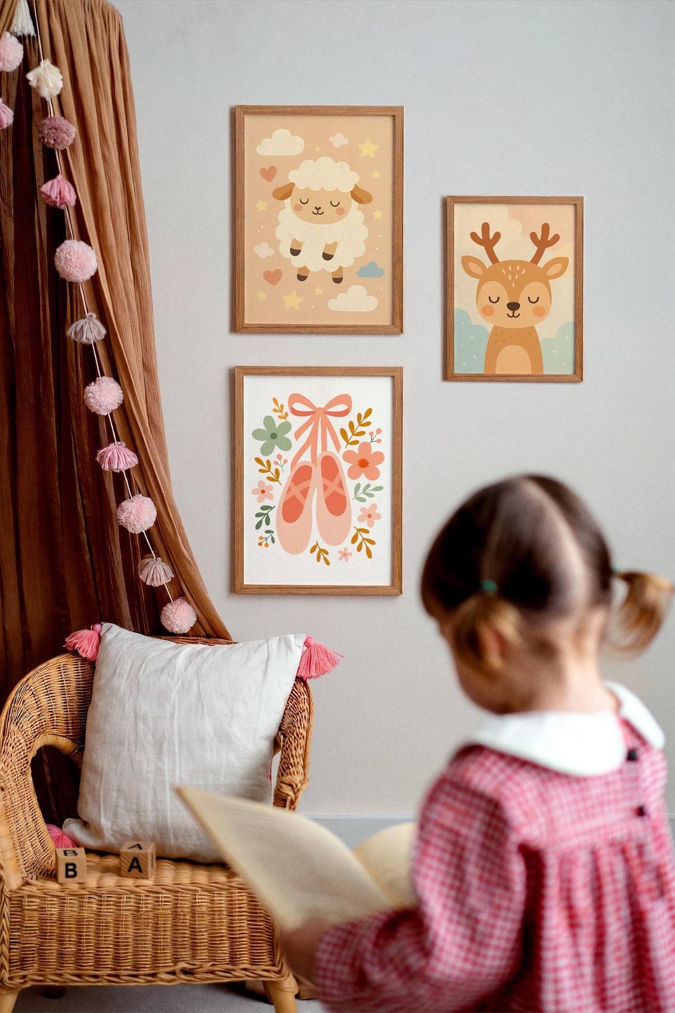 Ballet Shoes & Floral Poster – Dance Wall Art for Girls