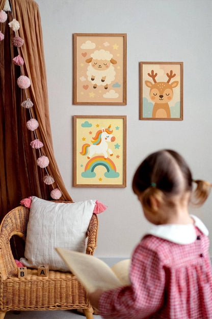 Cute Unicorn Rainbow Print – Kids Room Art
