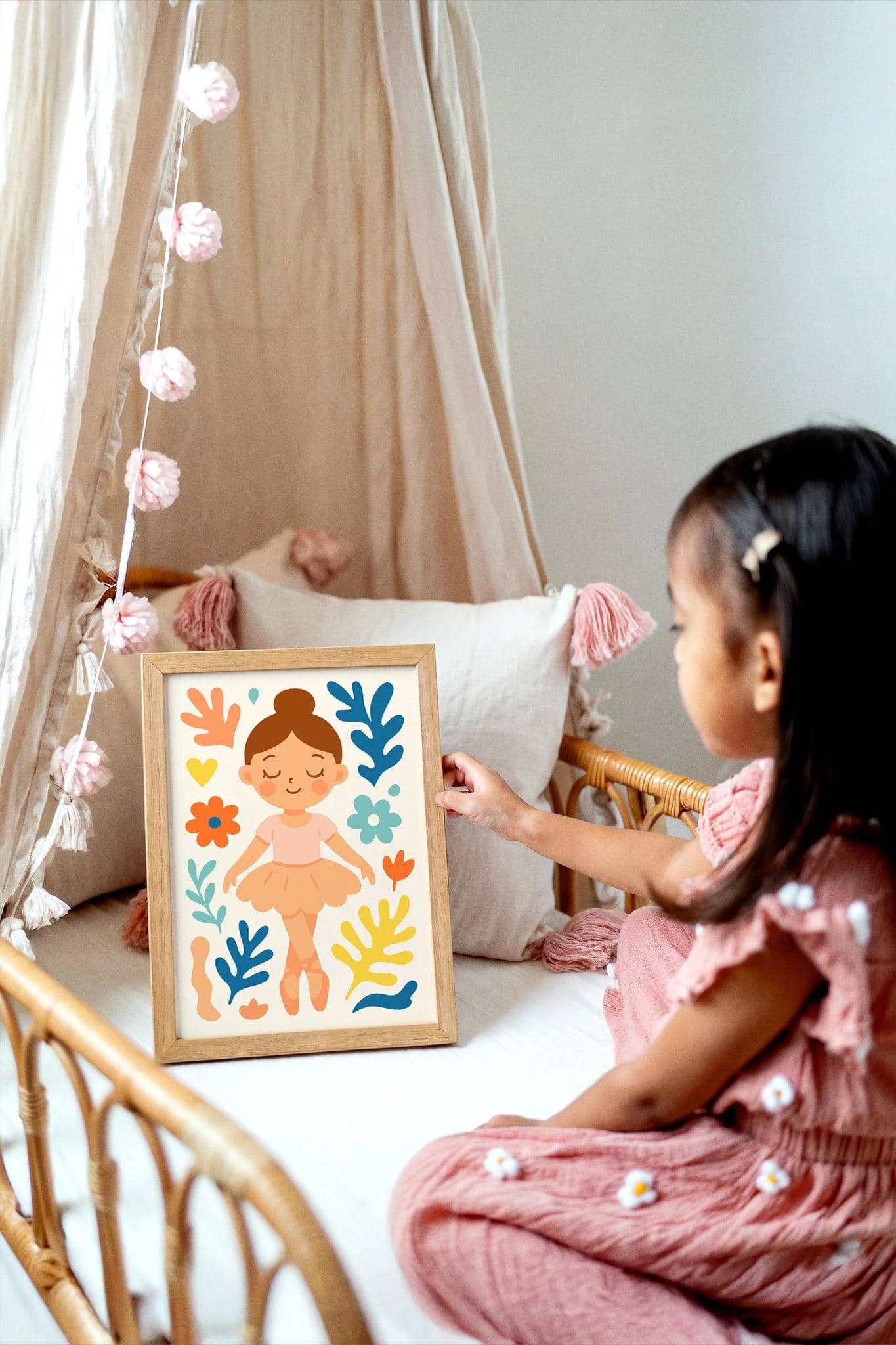 Floral Ballerina Poster – Dance Wall Art for Girls