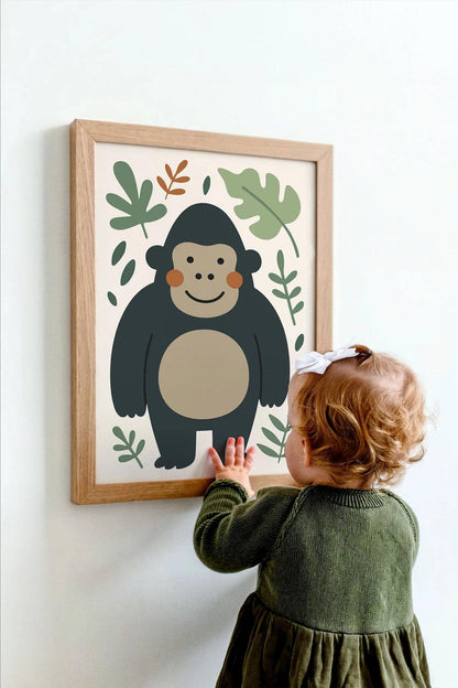 Jungle Gorilla Print – Cute Kids Room Wall Art