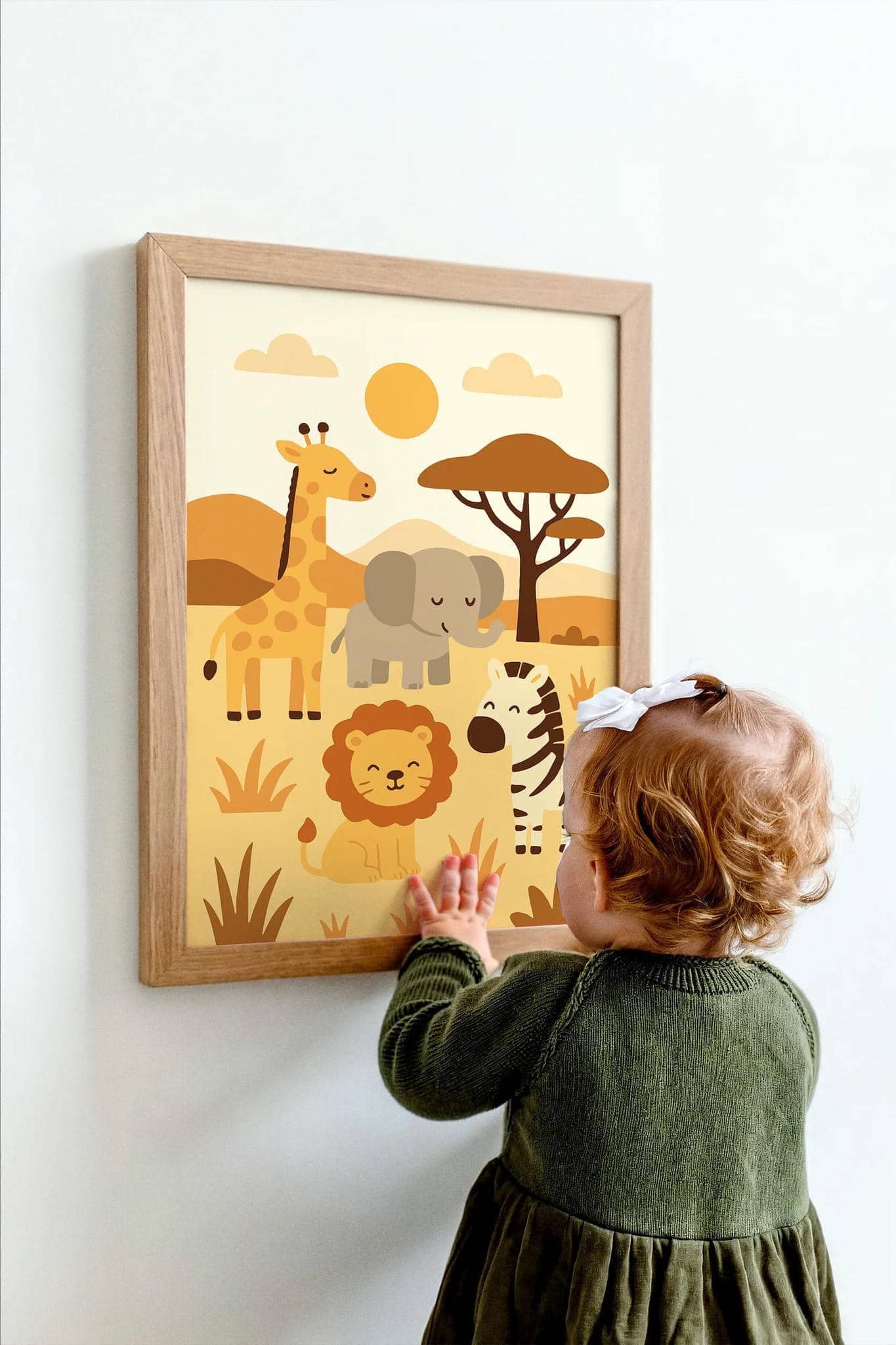 Cute Safari Animal Wall Art – Giraffe, Elephant, Zebra & Lion