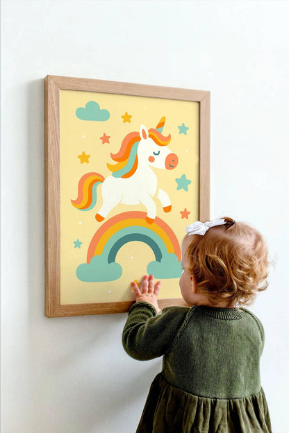 Cute Unicorn Rainbow Print – Kids Room Art
