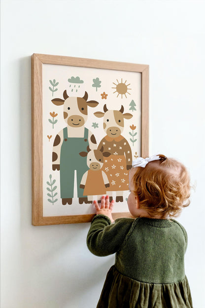 Cow Family Poster - Country Home Wall Decor