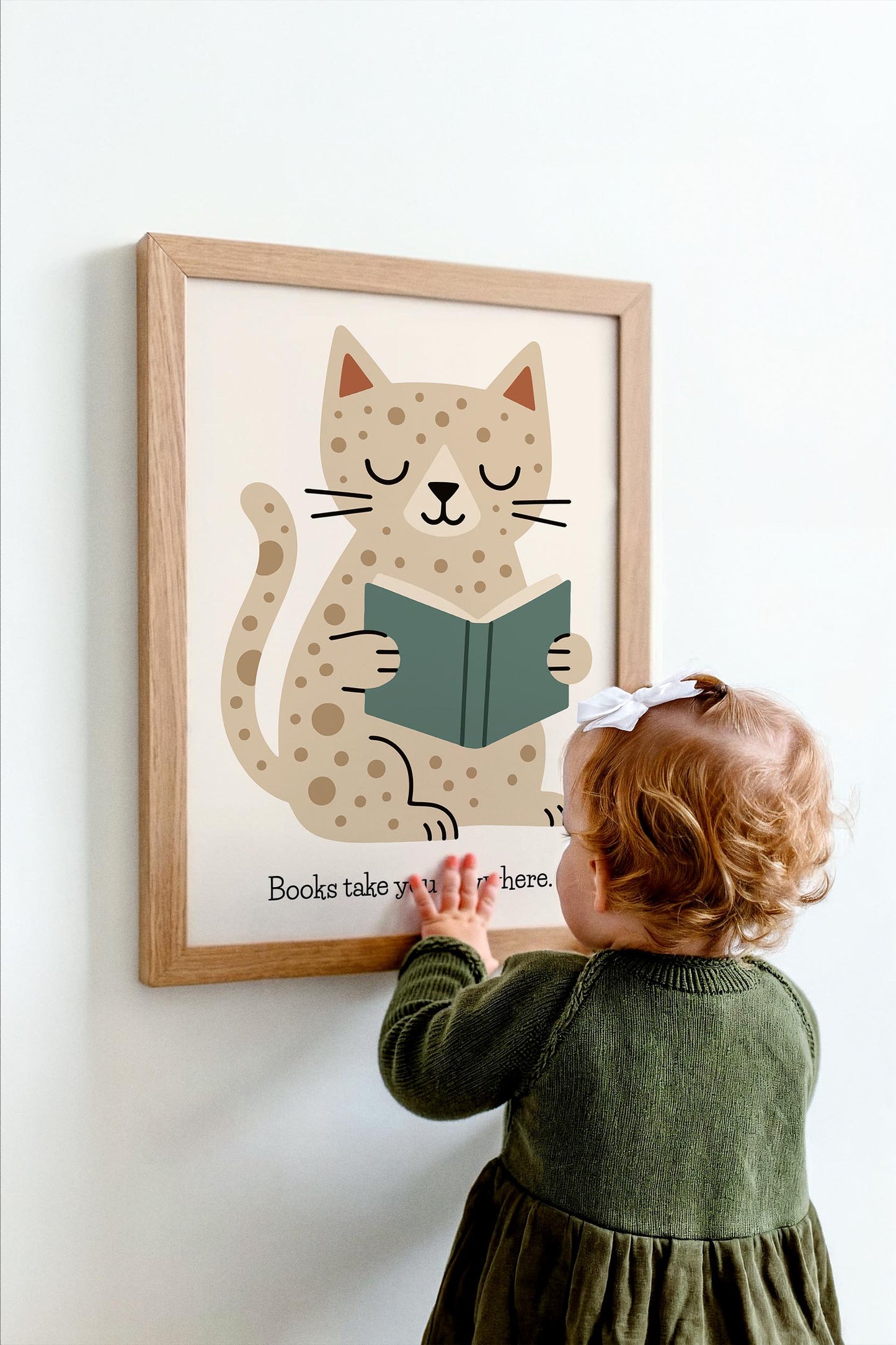 Reading Cat Print - Cute Kids Wall Art