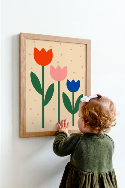 Minimalist Tulips Print - Floral Wall Art