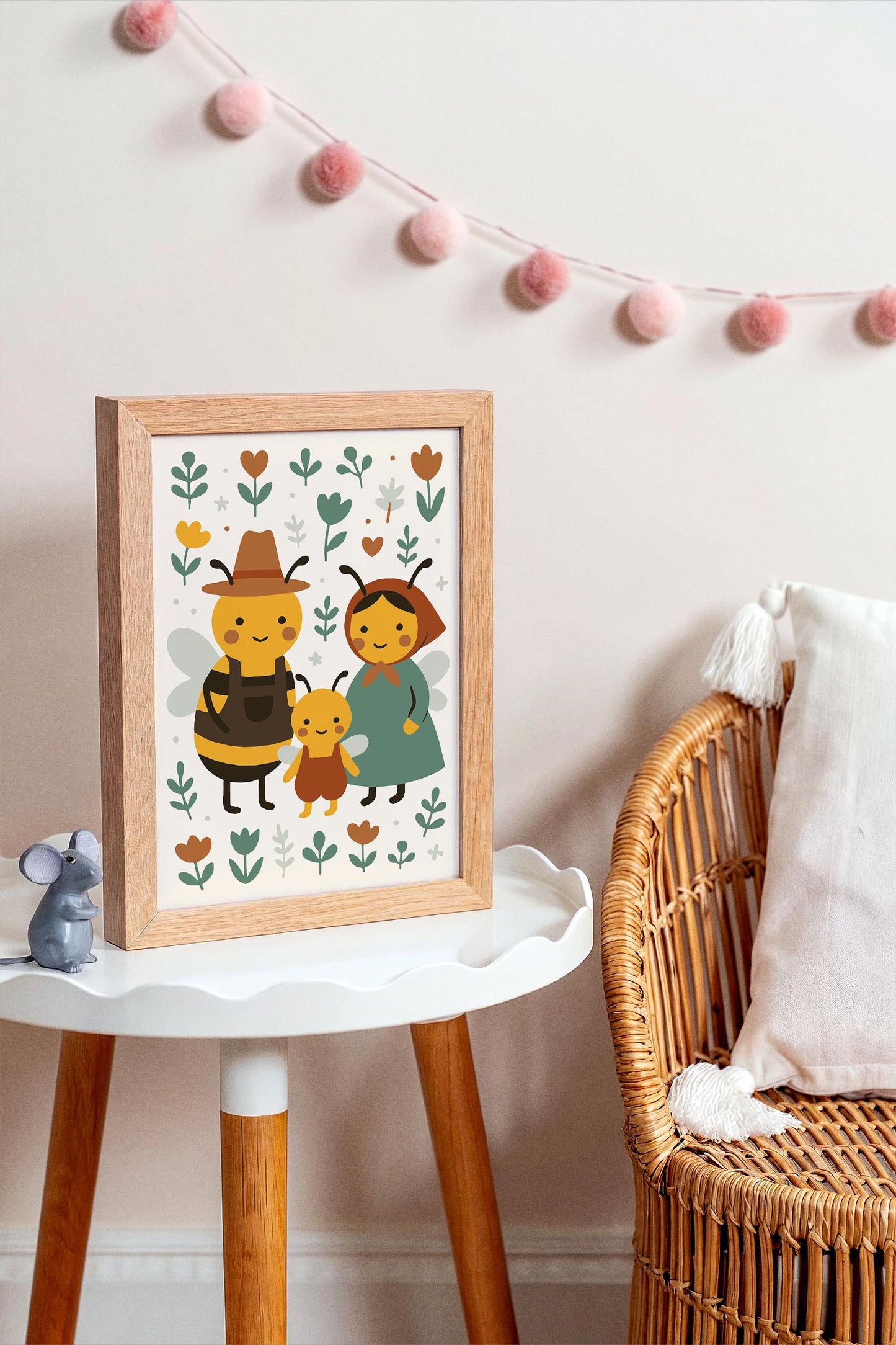 Bee Family Poster - Scandinavian Wall Art