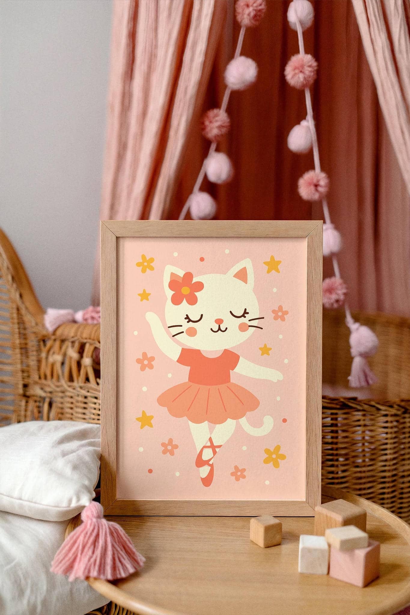 Cute Cat Ballerina Poster – Adorable Ballet Wall Art Print