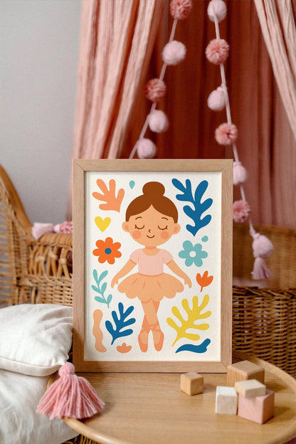 Floral Ballerina Poster – Dance Wall Art for Girls