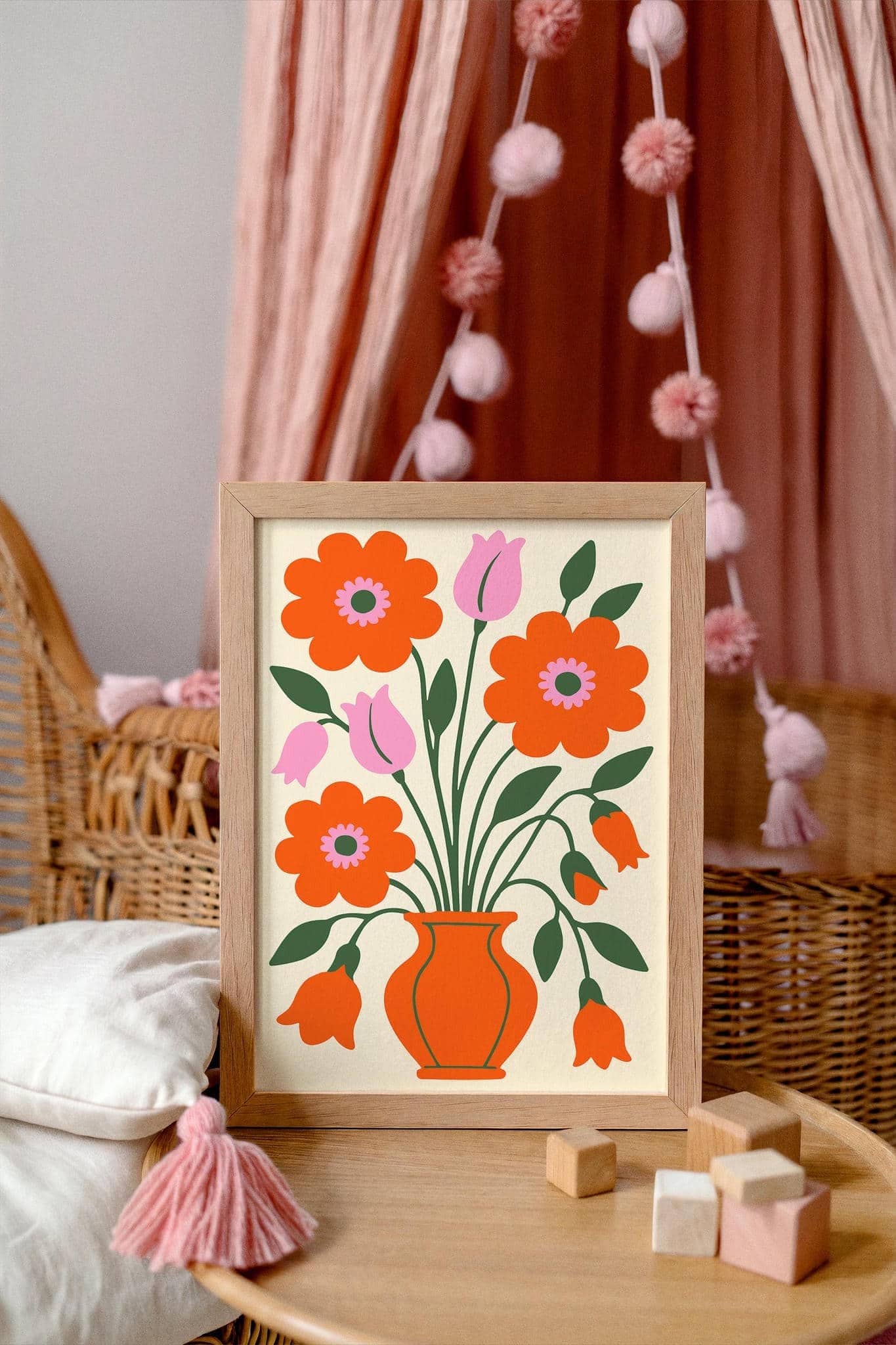 Vibrant Eclectic Flowers Poster – Kids Room Decor