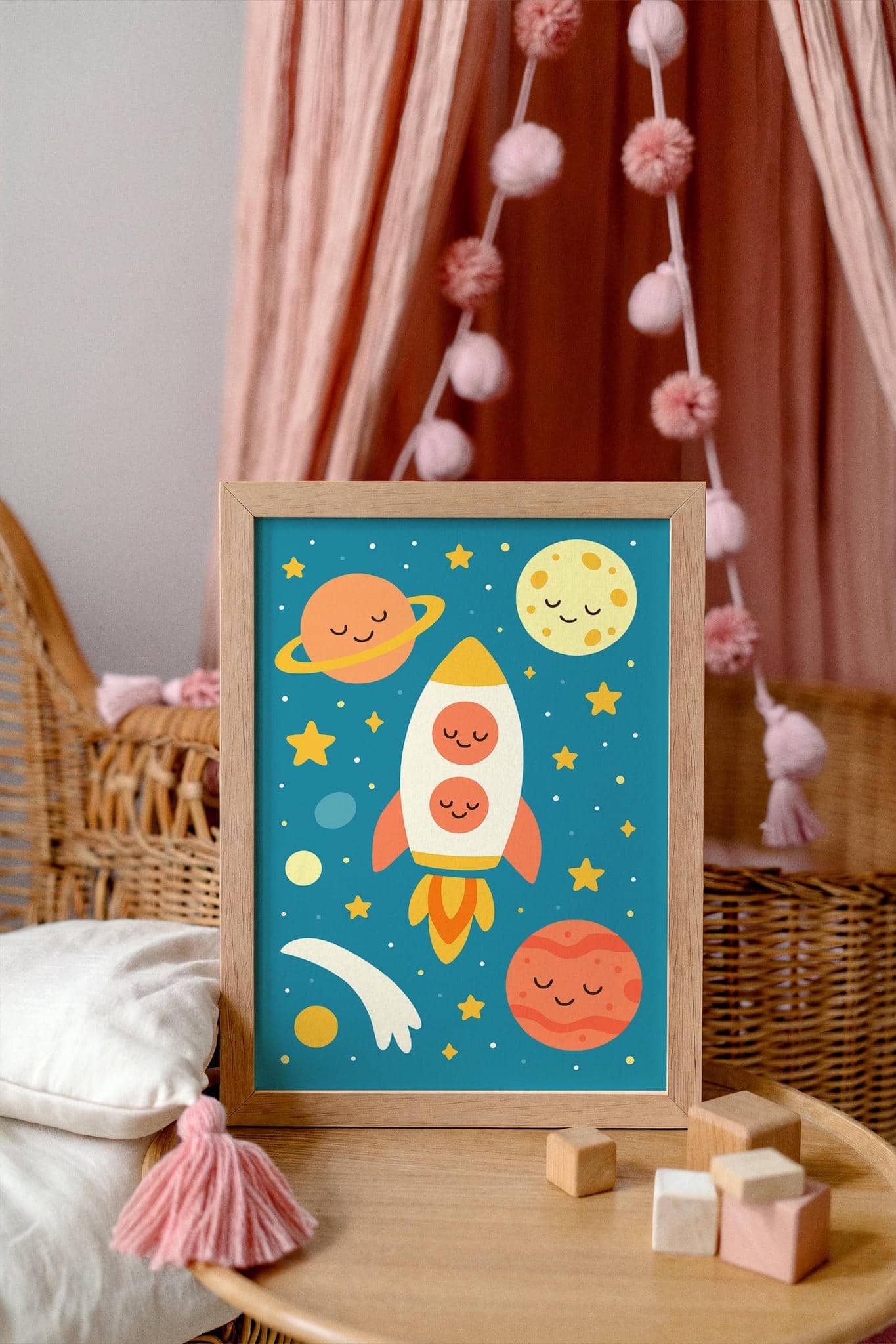 Whimsical Space Adventure – Rocket & Planets
