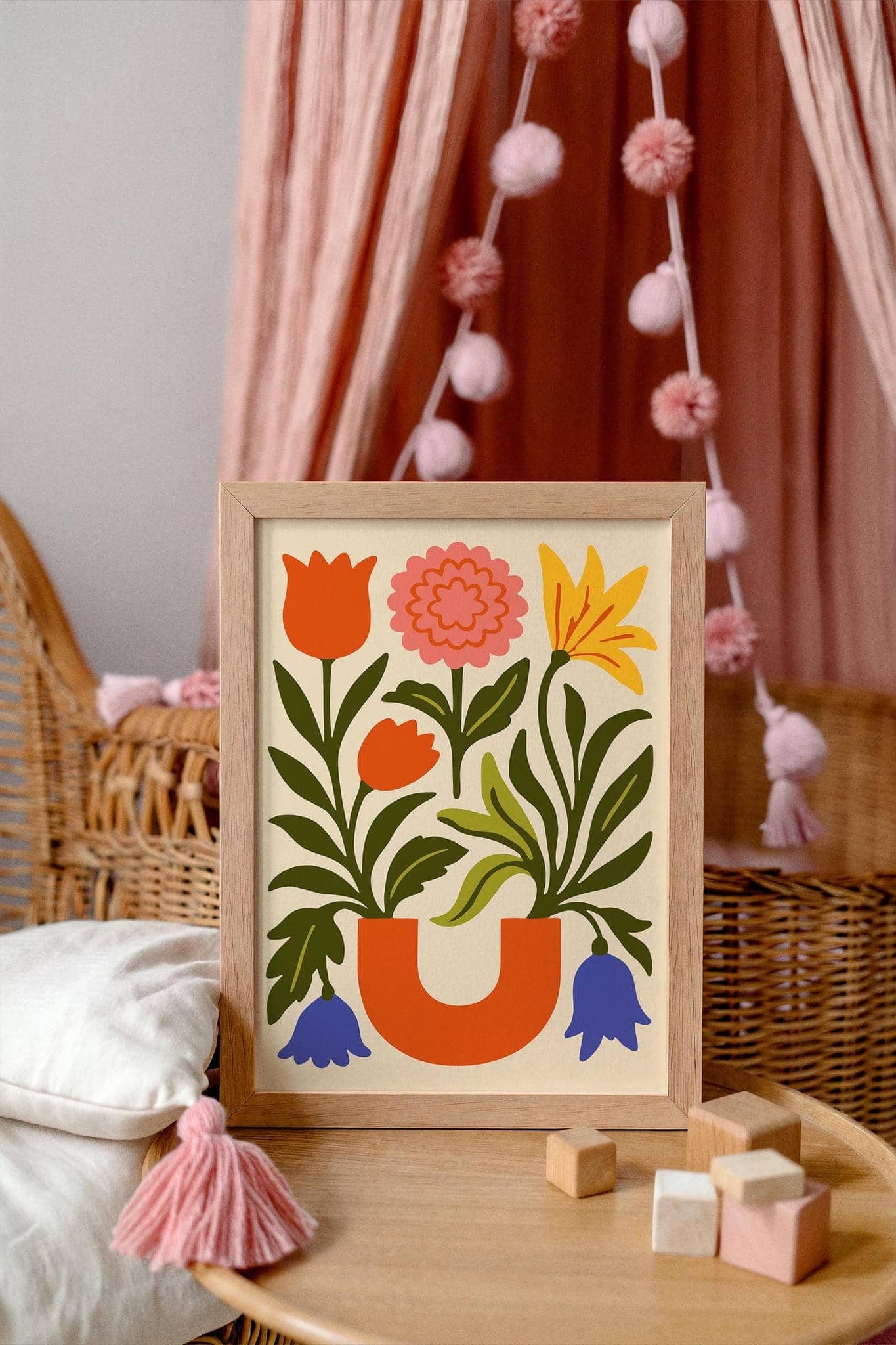 Colorful Abstract Flower Vase Wall Art