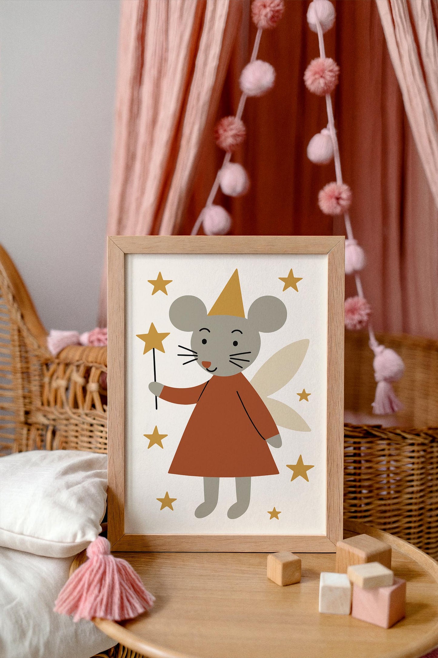 Cute Mouse Fairy Print – Scandinavian Nursery Decor