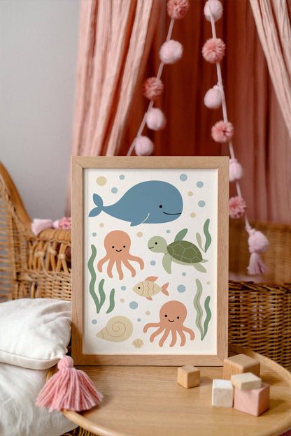 Nautical Animals Poster – Coastal Wall Art