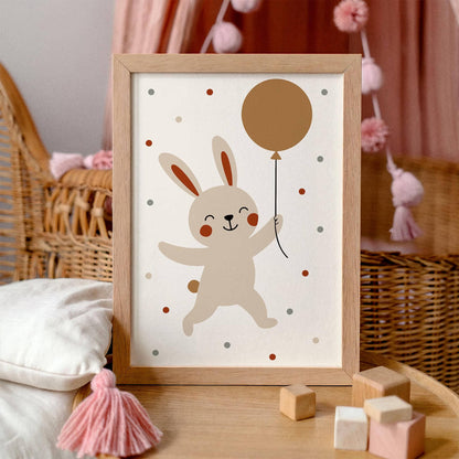 Cute Bunny with Balloon Poster