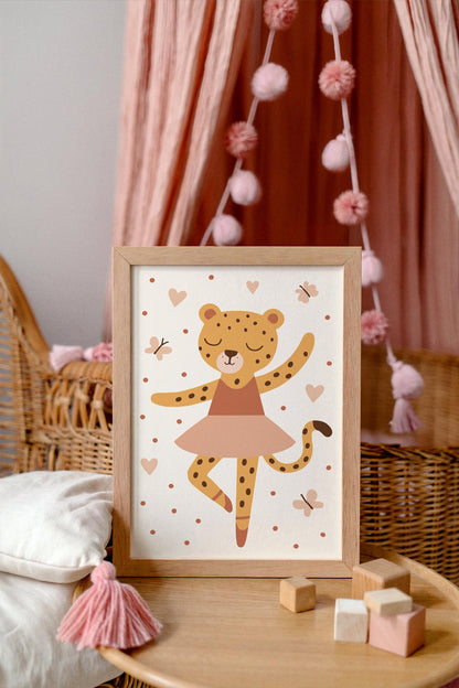 Cheetah Ballerina Print - Cute Kids Wall Art