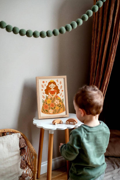 Redhead Princess in Flowers Wall Art – Girl Poster Print