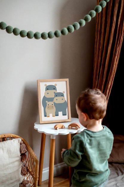 Hippo Family Wall Art – Scandinavian Animal Print