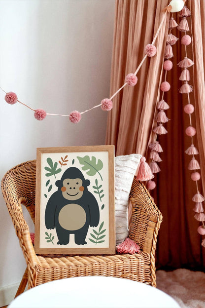 Jungle Gorilla Print – Cute Kids Room Wall Art