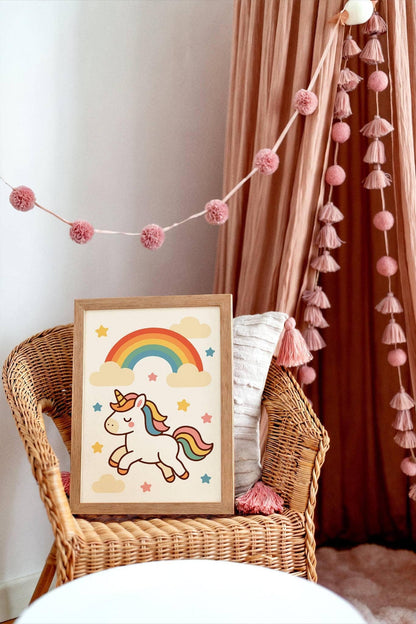 Cute Unicorn Poster – Wall Art for Girls’ Room Decor