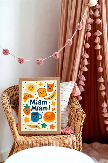 Miam Miam Poster - Colorful Food Art Print
