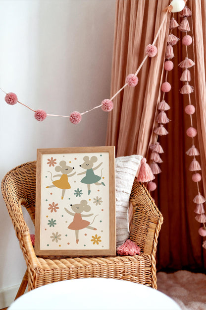 Little Mice Ballet Print - Cute Kids Wall Art