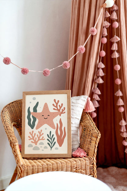 Pink Starfish Poster – Coastal Kids Wall Art
