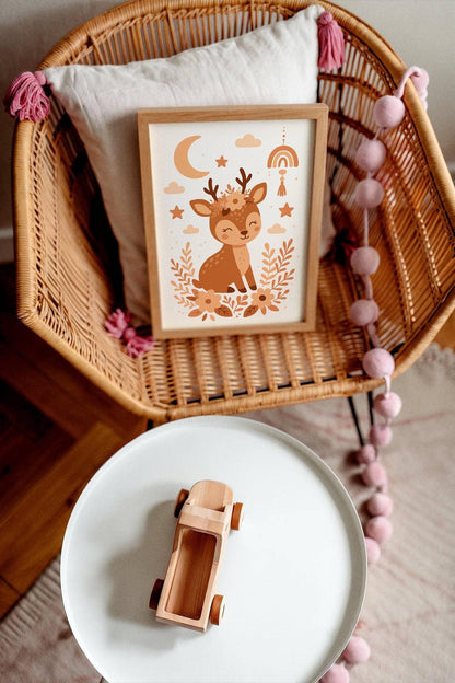 Boho Deer Poster – Cute Nursery Wall Art