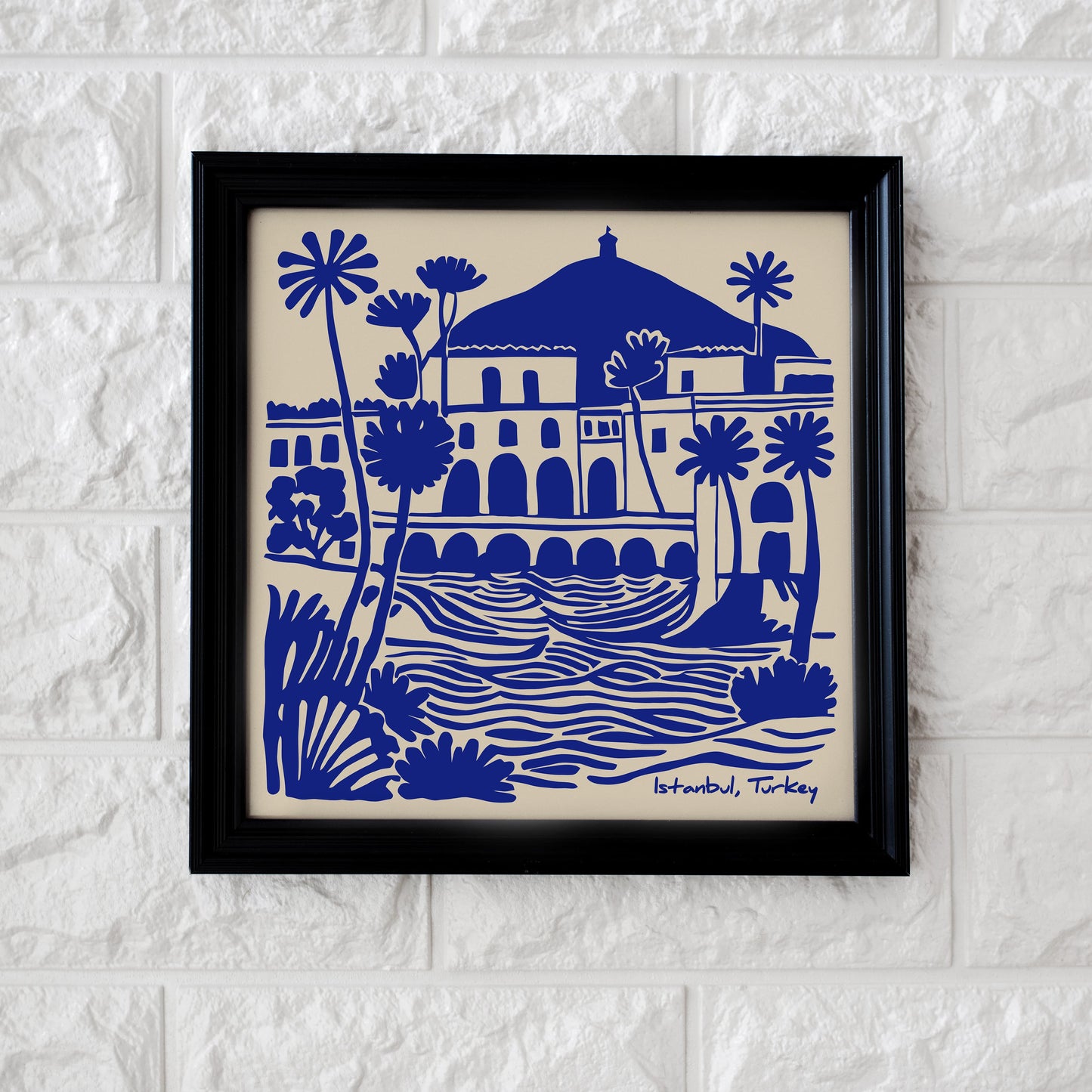 Istanbul Turkey Blue Travel Square Print