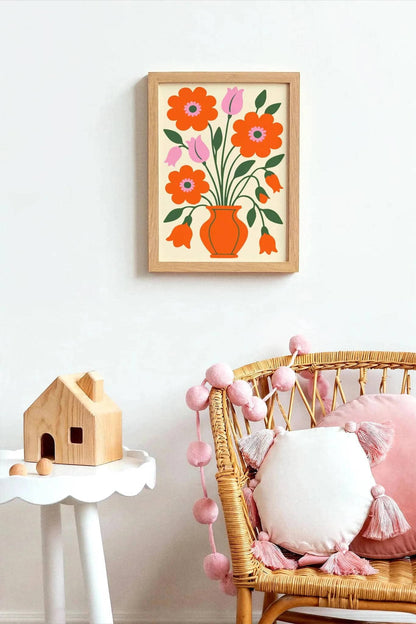 Vibrant Eclectic Flowers Poster – Kids Room Decor
