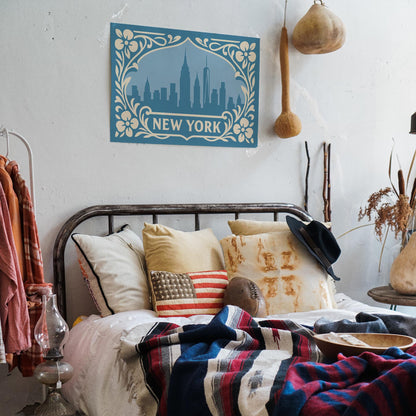 New York Icy Blue Print - Horizontal Wall Art