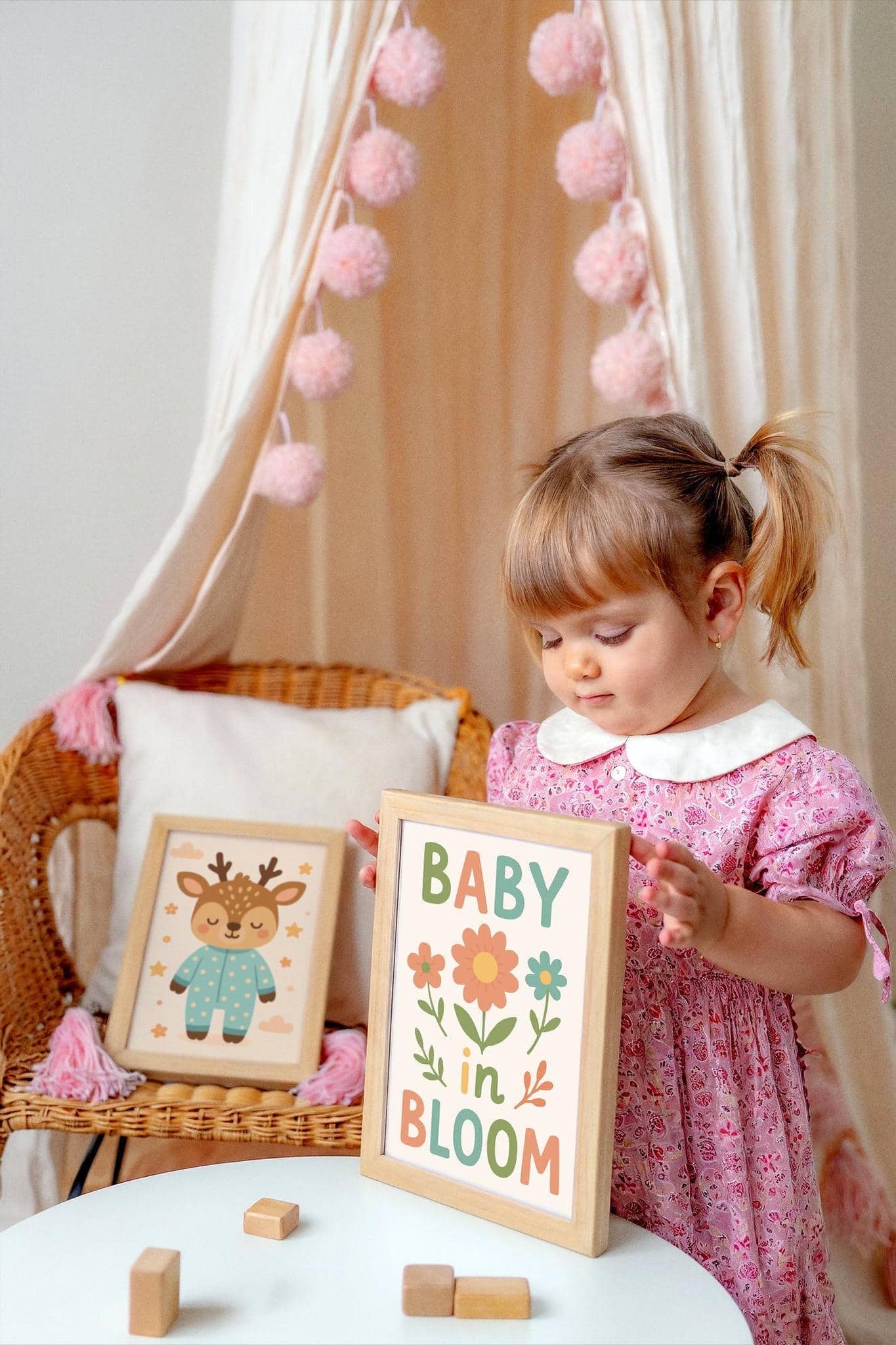 Baby in Bloom Poster - Typography Cute Art Print