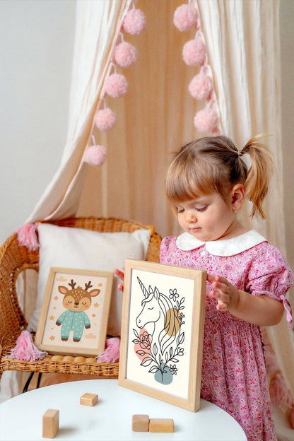 Line Art Unicorn Poster – Magical Nursery Decor