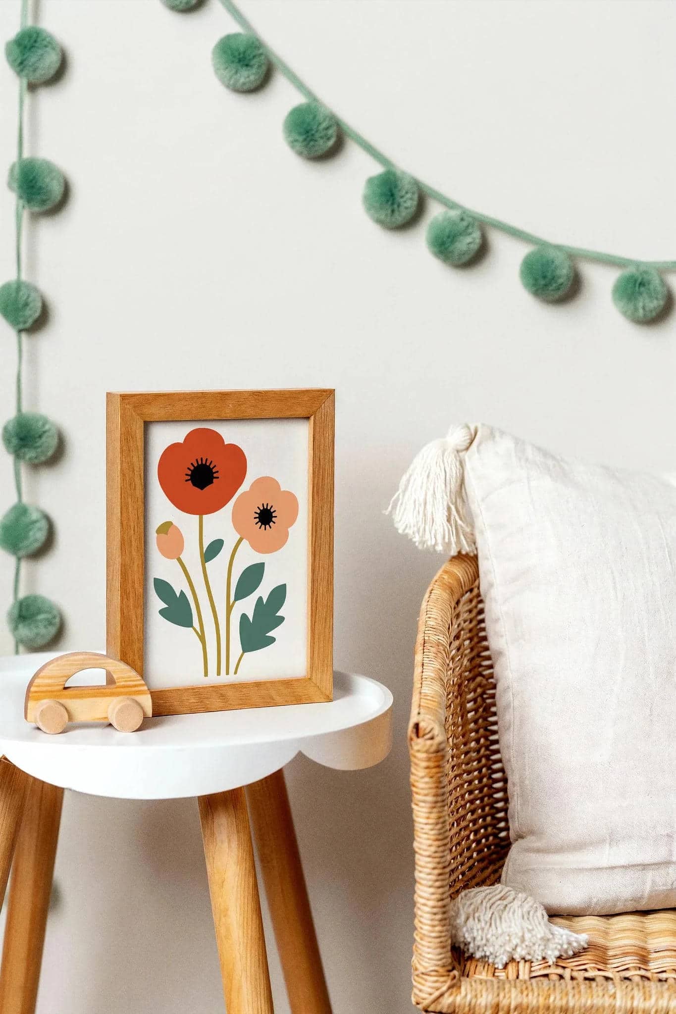 Modern Poppy Flowers Art Print – Aesthetic Kids Room Art