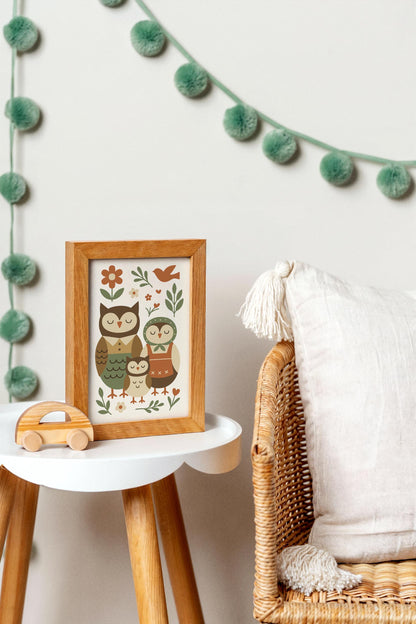 Owl Family Poster – Farmhouse Kids Wall Art