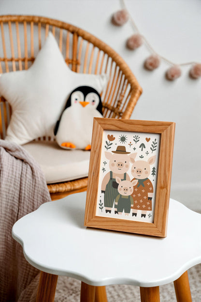 Pig Family Print - Farmhouse Kids Wall Art